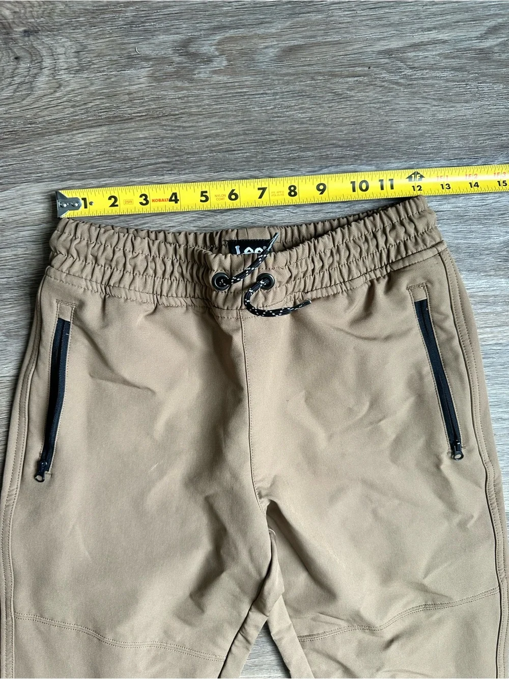 Lee Boys Jogger Pants Size L Tan Khaki Zip Pocket Elastic Waist Casual Pants